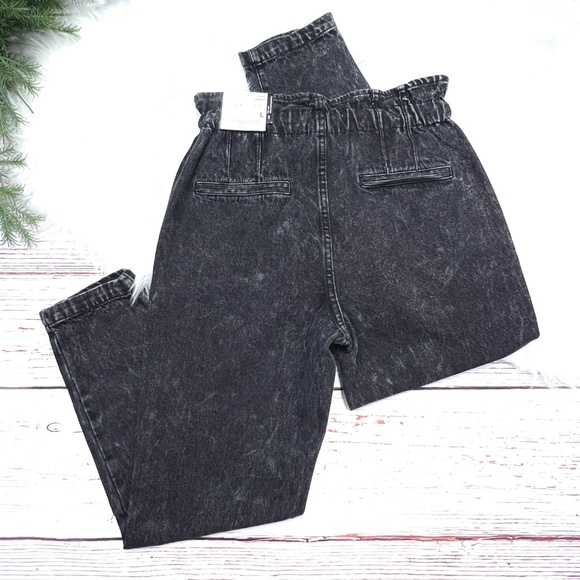👖NWT($82)🤩 |•KANCAN•| Eva Denim Black Paper Bag Super High Rise Jeans Large👖 - Picture 2 of 9